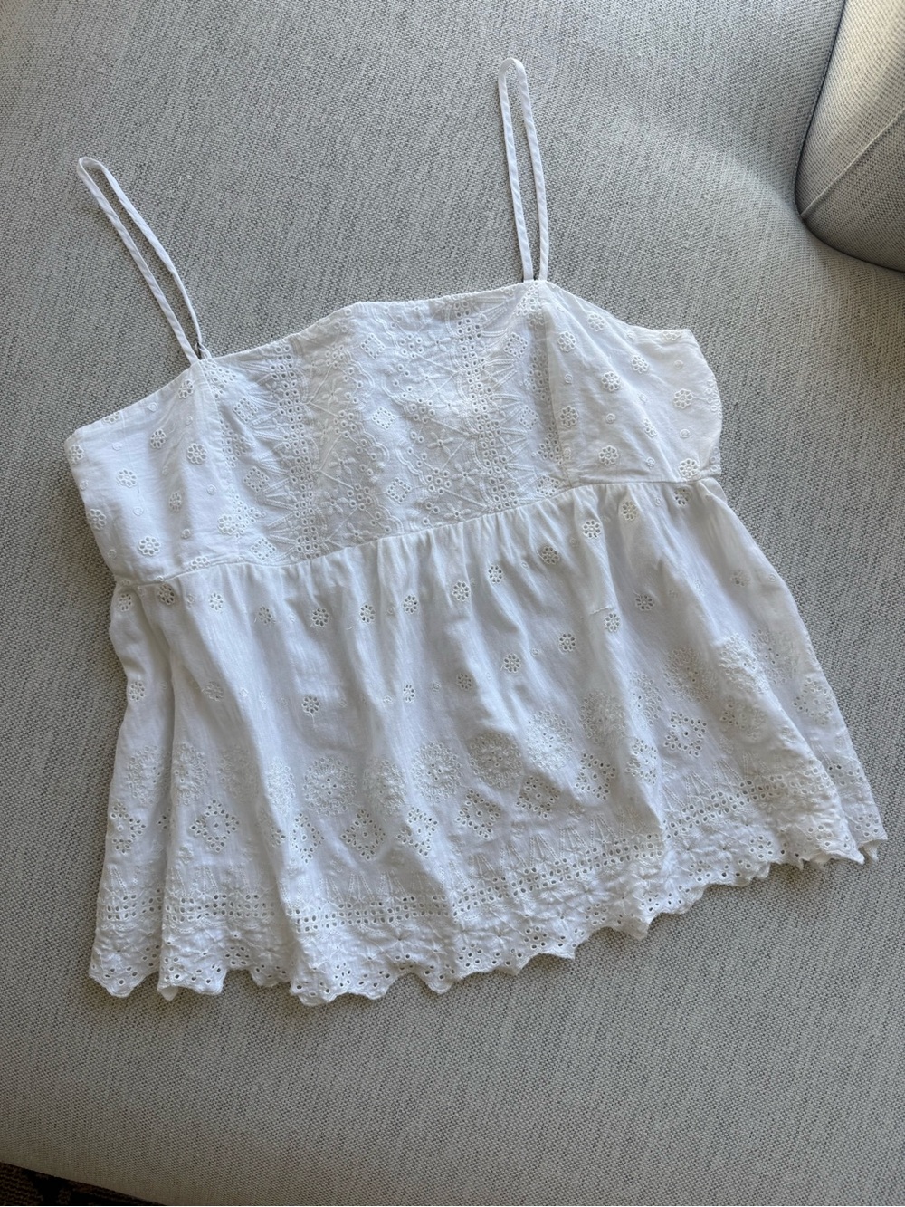 100% Cotton Lucky Brand Whisper White Cottagecore Empire Tank Top